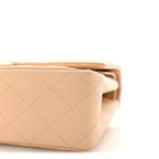Lambskin Quilted Medium Double Flap Beige