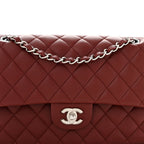 Lambskin Quilted Medium Double Flap Burgundy