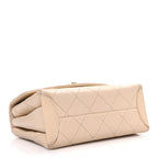 Lambskin Quilted Small Trendy Spirit Top Handle Bag Beige