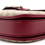 GG Supreme Monogram Horsebit 1955 Soft Small Shoulder Bag Beige Ebony Rosso Ancora