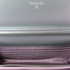 Iridescent Lambskin Quilted Reissue Wallet On Chain WOC Light Purple