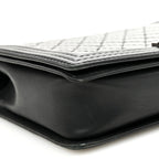 Calfskin Double Stitch Large Boy Flap Black
