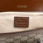 GG Supreme Monogram Web Mini Horsebit 1955 Shoulder Bag Beige Brown Sugar