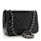 Patent Quilted Jumbo Double Flap Black