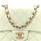 Lambskin Quilted Mini Square Flap Light Green
