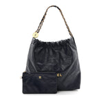 Shiny Calfskin Quilted Chanel 22 Navy Blue
