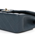Caviar Quilted Small Double Flap Dark Grey