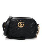 Calfskin Matelasse Mini GG Marmont Chain Shoulder Bag Black