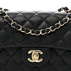Lambskin Quilted Mini Rectangular Flap Black