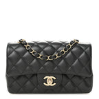 Lambskin Quilted Mini Rectangular Flap Black
