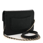 Grained Calfskin Quilted Cuba Wallet On Chain WOC Black