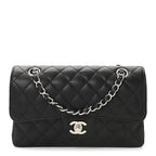 Caviar Quilted Small Double Flap Black