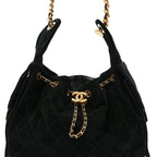 Suede Quilted Small Chanel 25 Handbag Black