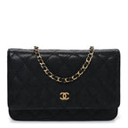 Caviar Quilted Wallet on Chain WOC Black