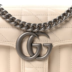 Calfskin Matelasse Aria Mini GG Marmont Shoulder Bag Mystic White