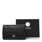 Caviar Quilted Jumbo Double Flap Black