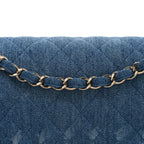 Denim Quilted Medium Double Flap Blue