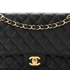 Caviar Quilted Medium Double Flap Black