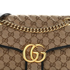 Monogram Matelasse Diagonal Small GG Marmont Shoulder Bag Beige Black