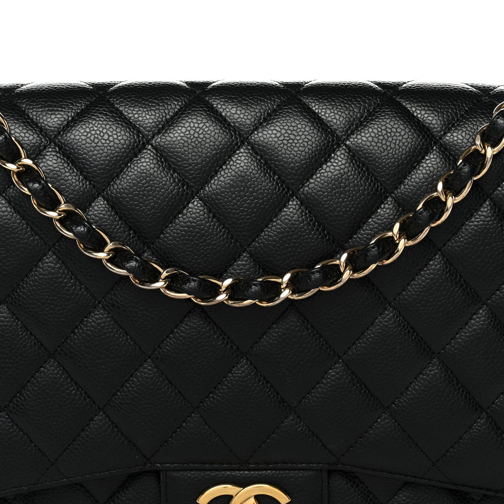Caviar Quilted Maxi Double Flap Black