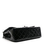 Patent Quilted Jumbo Double Flap Black