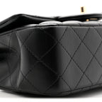 Lambskin Quilted Mini Rectangular Flap Black