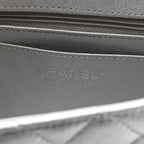 Metallic Lambskin Quilted Mini Rectangular Flap Silver