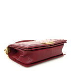 Caviar Chevron Quilted Medium Boy Flap Dark Red