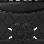 Caviar Quilted Filigree Waist Bag Black