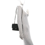 Caviar Quilted Medium Double Flap Black