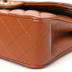 Caviar Quilted Small Double Flap Light Brown