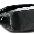 Lambskin Quilted Medium Double Flap Black