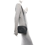 Pebbled Calfskin Small Soho Disco Bag Black