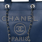 Caviar Small Studded Deauville Tote Navy