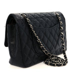 Caviar Quilted Medium Double Flap Black