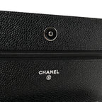 Caviar Quilted Wallet on Chain WOC Black