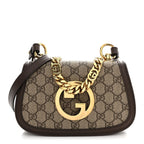 GG Supreme Monogram Textured Dollar Calfskin Mini Blondie Chain Shoulder Flap Bag Beige Ebony New Acero