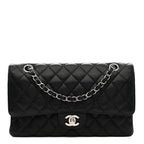 Caviar Quilted Medium Double Flap Black