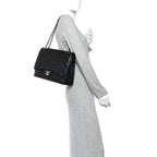 Caviar Quilted Maxi Double Flap Black