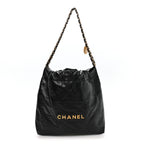 Shiny Calfskin Quilted Small Chanel 22 Black