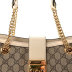 GG Supreme Monogram Medium Padlock Tote White