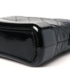 Patent Goatskin Quilted Small Gabrielle Hobo Black
