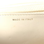 Shiny Caviar Quilted Flap Charm Wallet On Chain WOC White