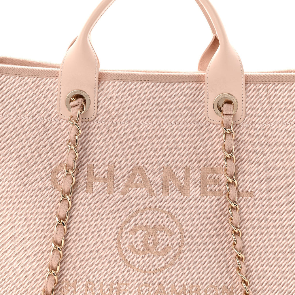 Mixed Fibers Calfskin Medium Deauville Tote Beige