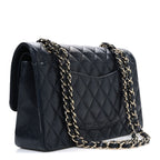 Caviar Quilted Medium Double Flap Navy