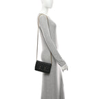 Caviar Quilted CC Filigree Wallet On Chain WOC Black
