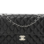 Lambskin Quilted Medium Double Flap Black