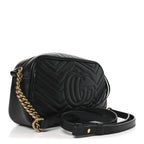 Calfskin Matelasse Small GG Marmont Chain Shoulder Bag Black
