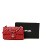 Lambskin Quilted Mini Rectangular Flap Dark Red