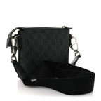 GG Supreme Monogram Azalea Calfskin Small Retro Interlocking G Wristlet Messenger Bag Black